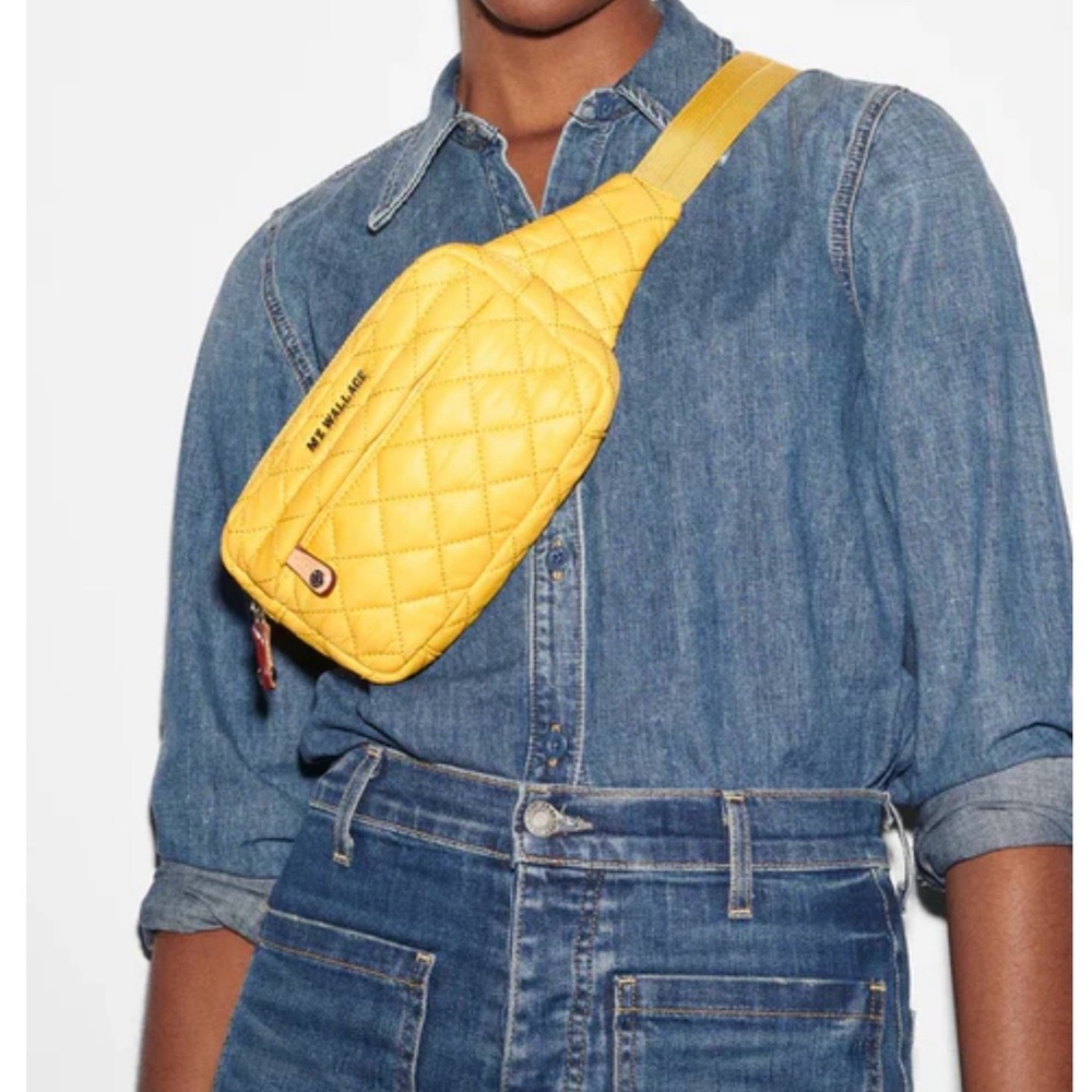 MZ Wallace Quilted Yellow Crossbody Sling Bag